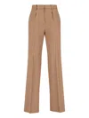 Max Mara Straight Trousers Featuring Pleated Front And Belt Loops In Brown