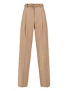 Max Mara Straight Trousers With Pleated Front And Pockets In Brown