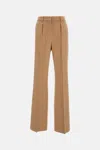 Max Mara Straight Trousers Featuring Pleated Front And Belt Loops In Brown