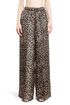 Max Mara Leopard-print Silk Wide-leg Pants In Brown