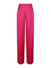 Max Mara Wide-leg Trousers With High Waist And Subtle Pleats In Fuchsia