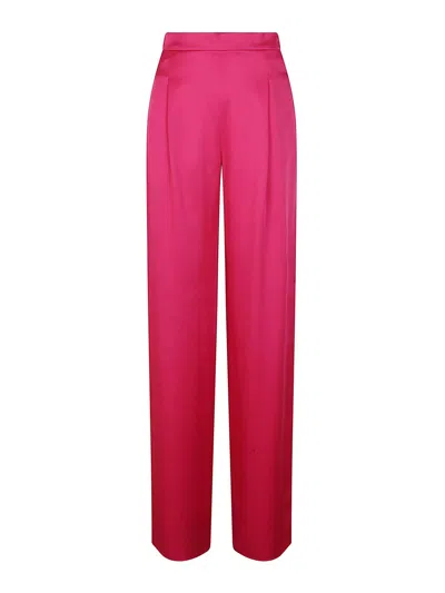 Max Mara Wide-leg Trousers With High Waist And Subtle Pleats In Pink