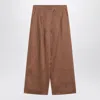 Max Mara Studio Trousers In Gauze Tobacco Color In Brown