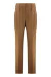 Max Mara Cotton Satin Trousers Back Pockets In Brown