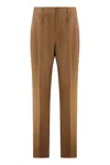 Max Mara Pleated Wool Gabardine Trousers In Brown