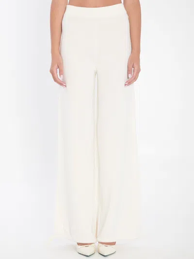 Max Mara Women Trousers In Wool Yarn In White