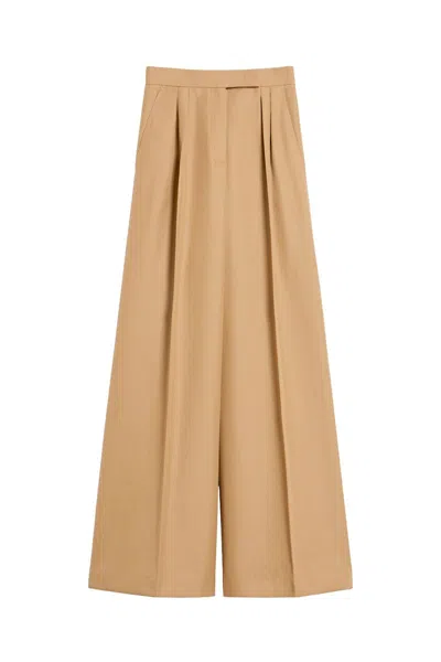 Max Mara Trousers In Leather Brown