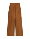 Max Mara Edda Cargo Wide-leg Trouser Beige In Leather Brown