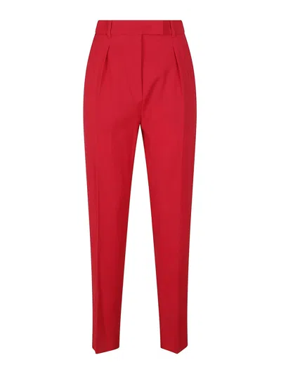 Max Mara Tailored High-waist Pants With Tapered Leg In Red