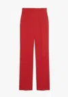 Max Mara Straight-fit Wool Satin Trousers In Red