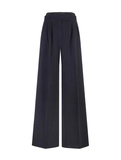 Max Mara Wide-leg High-waisted Pinstripe Trousers In Black