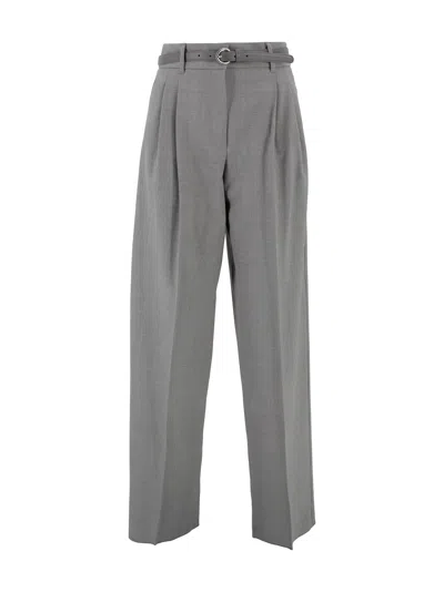 Max Mara Trousers With Double Pleats In Gray