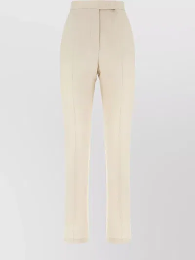 Max Mara Trousers Wool Blend Front Pleats In Neutral