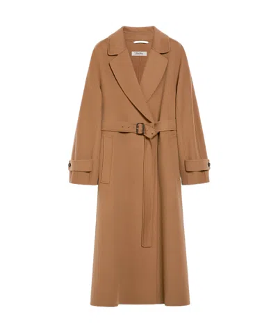 Max Mara Trumpet-shaped Wool Coat In Brown