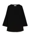 Max Mara Trumpet Stretch Plain Blouse In Black