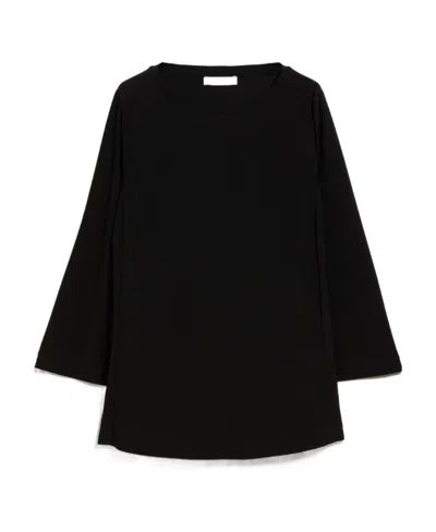 Max Mara Trumpet Stretch Plain Blouse In Black