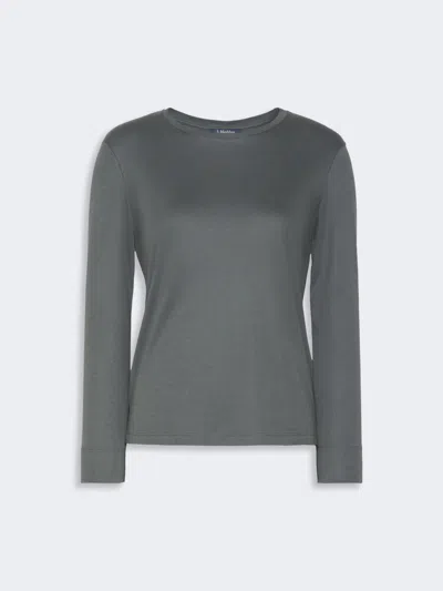 Max Mara T-shirt À Manches Longues En Coton Et Modal In Blue