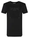 Max Mara Embellished Round Neck Top With Graphic Detail In Black