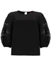 Max Mara T-shirt Con Maniche In Pizzo In Black