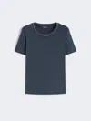 Max Mara Embellished Jersey T-shirt In Blue