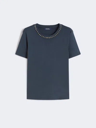 Max Mara T-shirt En Coton Et Modal In Blue