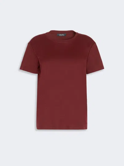 Max Mara T-shirt En Jersey De Coton Et Modal In Burgundy
