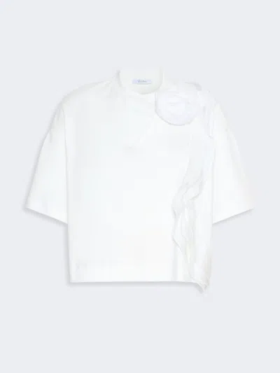 Max Mara T-shirt En Jersey Frappé In White