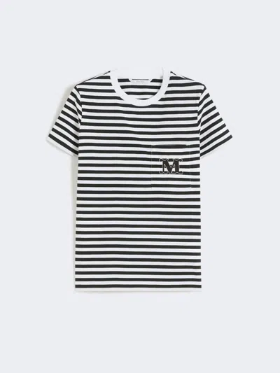 Max Mara T-shirt En Jersey Rayé In Black