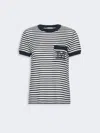 Max Mara Striped-pattern Embroidered-logo T-shirt In Blue
