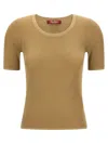 Max Mara Short Sleeve Knit Top Mstsequoia In Brown