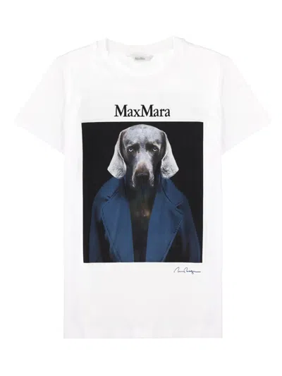 Max Mara T-shirt In Jersey Con Stampa Iconica In White