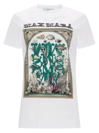 Max Mara Tshirt Spadino Con Stampa In White
