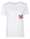Max Mara Short-sleeve White T-shirt With Embroidered Front Pocket In White