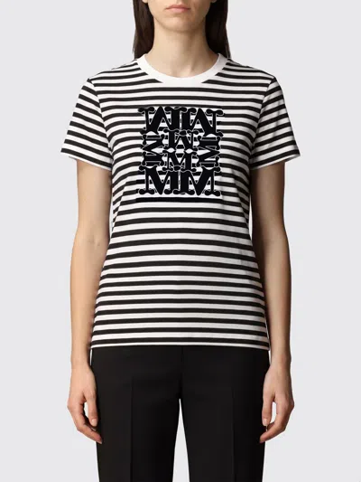 Max Mara Mxmruta Cotton T-shirt With Front Embroidery In Black