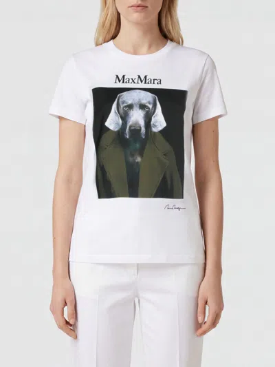 MAX MARA MAX MARA SLIM FIT COTTON T-SHIRT WITH GRAPHIC PRINT AND CONTRAST LOGO,I63019030