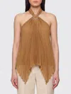 Max Mara Valzer Pleated Polyester Top In Brown