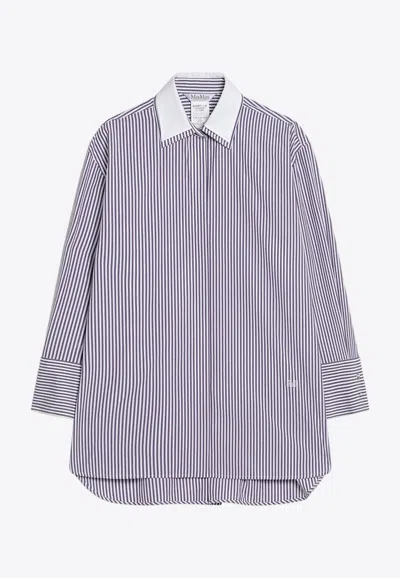 Max Mara Tubinga Oversized Stripe Shirt In Lavender