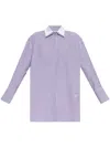 Max Mara Oversized Violet Striped Shirt In Poplin In Blue