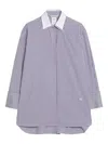 Max Mara Oversized Violet Striped Shirt In Poplin