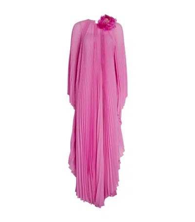 Max Mara Tulle Pleated Maxi Dress In Pink