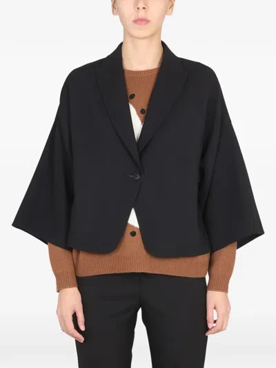 Max Mara Turin Cropped Jacket Wide Sleeves Design In Black