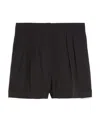 Max Mara Turn-up Pleated Shorts In Black