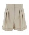 Max Mara Bormida Wool Gabardine Shorts In Nude