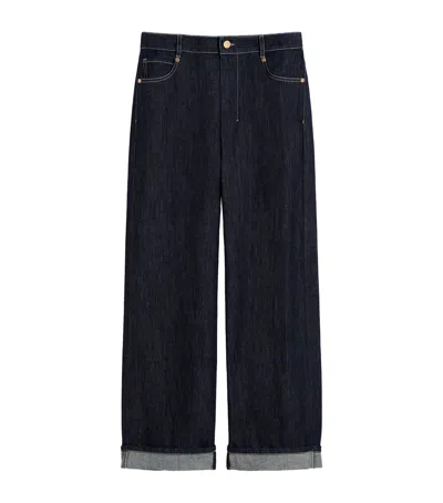 Max Mara Turn-up-hem Wide-leg Jeans In Blue