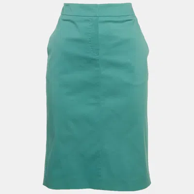 Pre-owned Max Mara Turquoise Gabardine Knee Length Skirt S In Blue