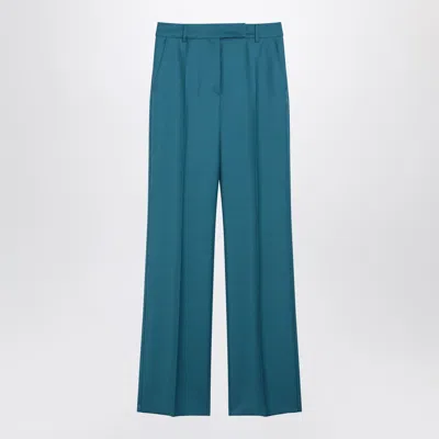 Max Mara Turquoise Wool And Silk Blend Trousers In Blue