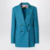 Max Mara Turquoise Wool-blend Double-breasted Jacket In Blue