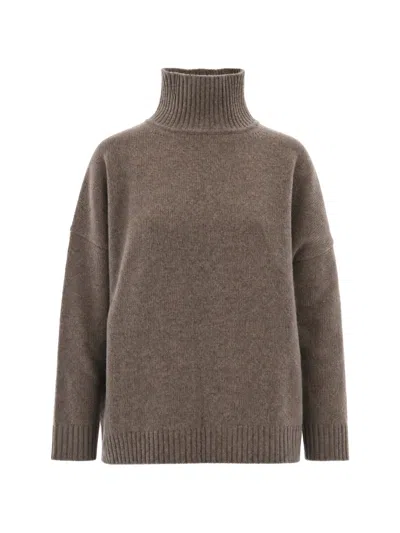 Max Mara Turtleneck Drop-shoulder Sweater In Brown