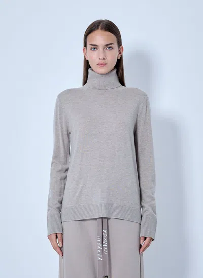 Max Mara Turtleneck Fine Knit Sweater In Gray