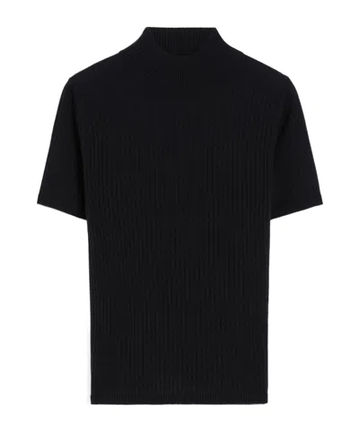 Max Mara Turtleneck In Silk And Wool In Black